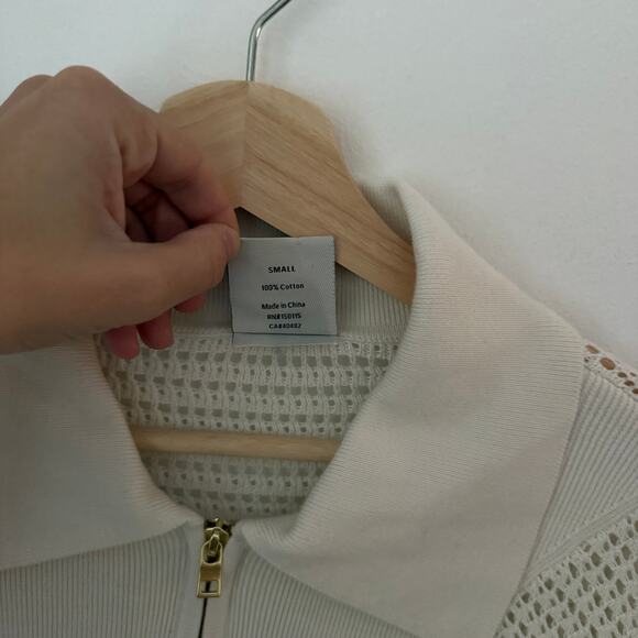 Varley Cole Knit Mesh Polo Sweater Sz Small - Picture 6 of 8
